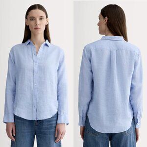 Everlane The Must-Have Button Down Long Sleeved Shirt in Linen in Light Blue, 2